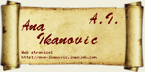Ana Ikanović vizit kartica